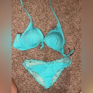 Victoria’s Secret Aqua Ruffled Bikini Set